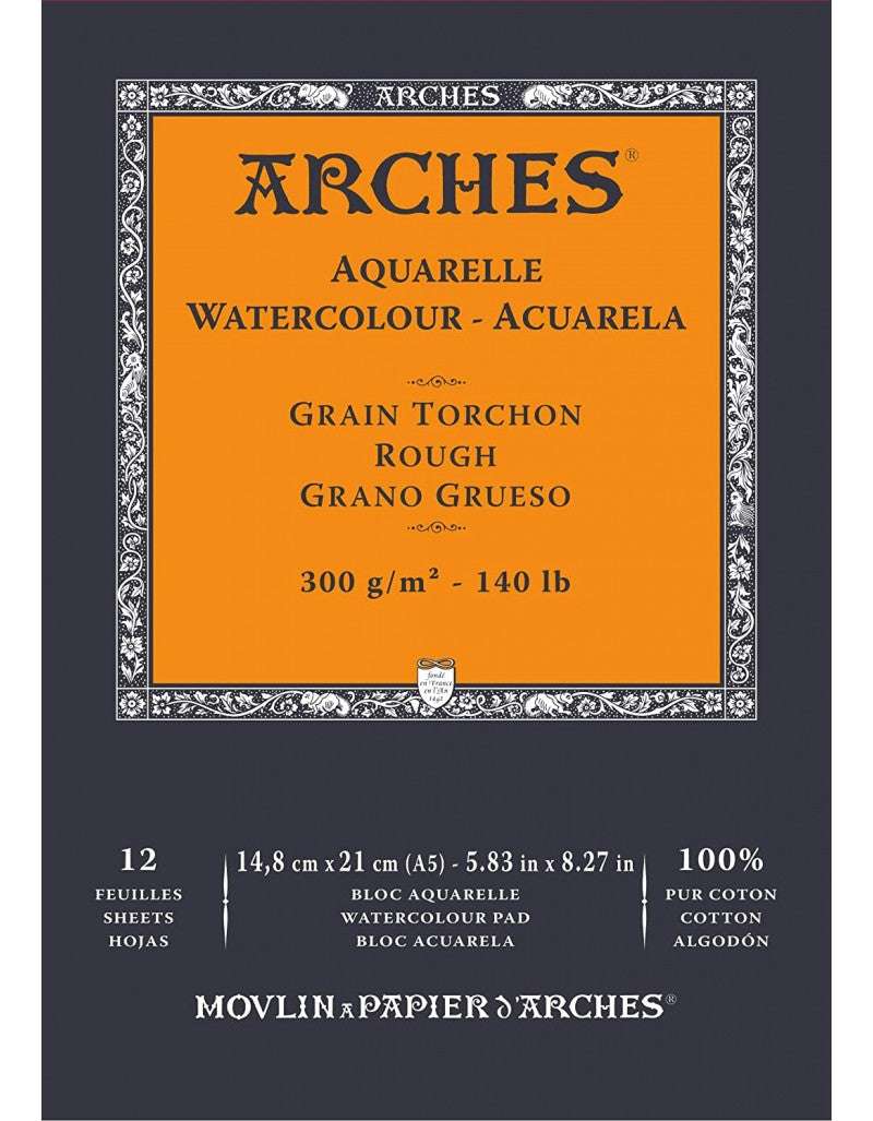 Arches Watercolour Natural White 300gsm Rough 12 Sheets Pads